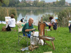 esercitazione di pittura sul lago di Annone 03
